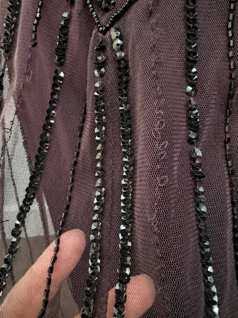12P Plum Beaded Sequin Maxi Dress & Bolero Jacket Formal Flapper 20s Art Deco